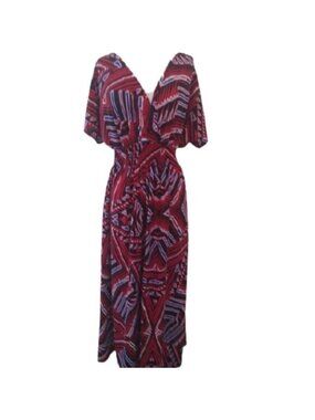 She's Cool Multicolored Red Pattern Maxi Dress, Size 1X